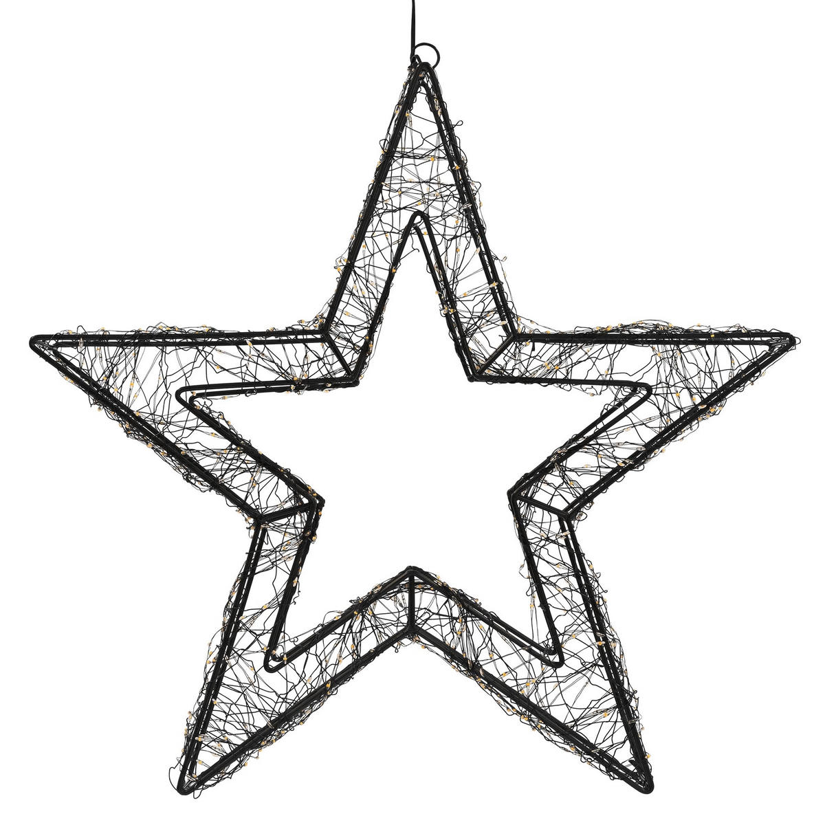 LED-WEIHNACHTSSTERN 50 cm 720 LEDs Extra-Warmweiß mit Timer aus Metall - Schwarz, Metall (50/50/8cm) - ECD-Germany