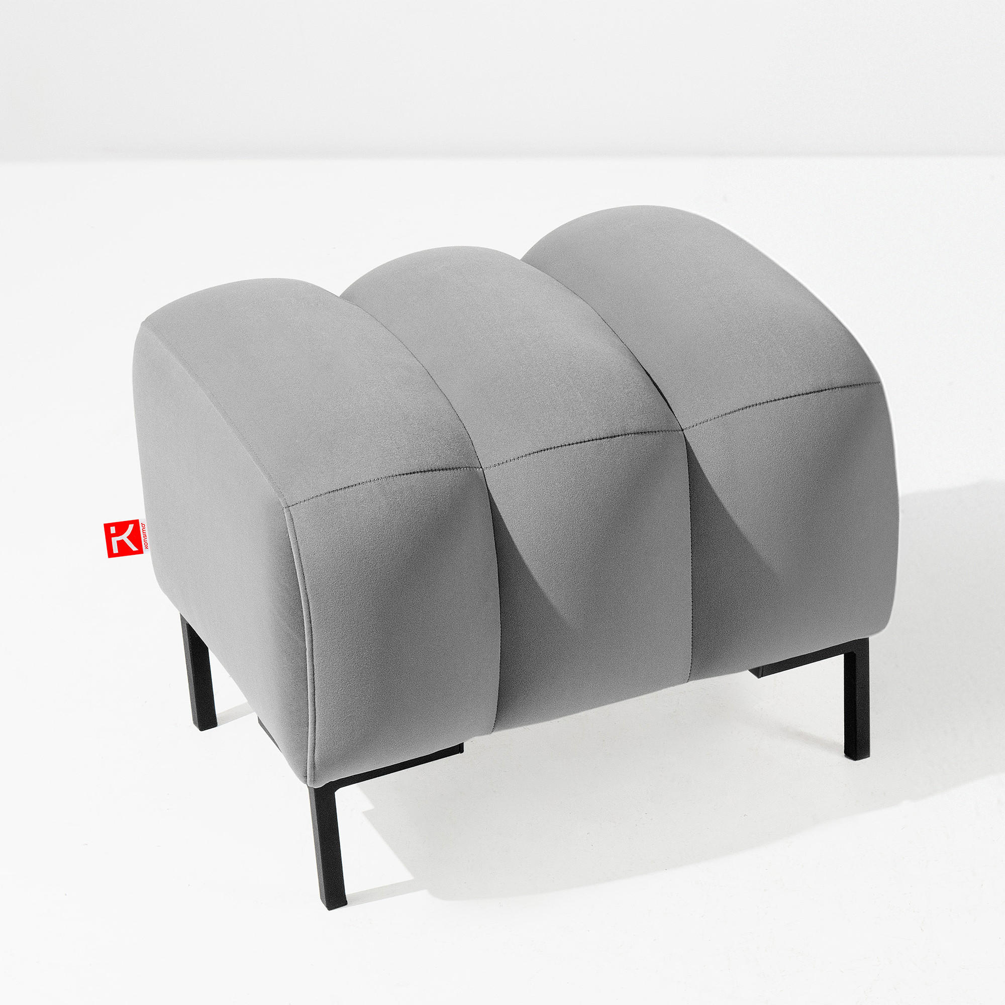 SITZHOCKER Polsterhocker PECCO, Veloursstoff - Hellgrau/Schwarz, Holz/Textil (60/50/50cm) - KONSIMO®
