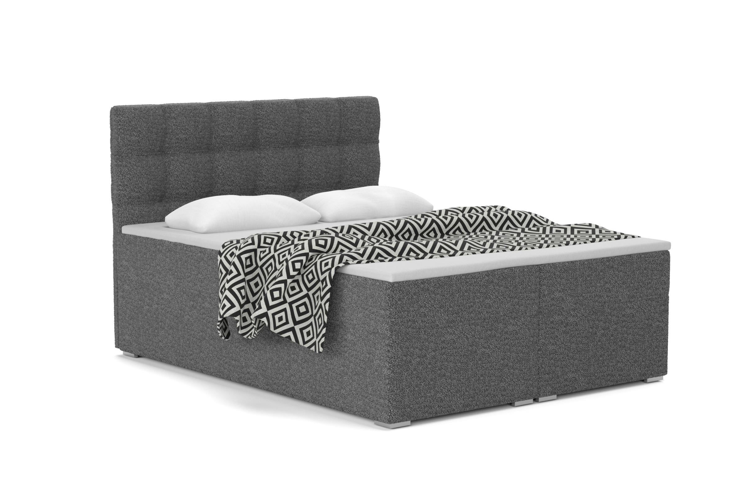 BOXBETT ABI 140/200 in Boucle Graphit H4 - Graphitfarben, Holz/Holzwerkstoff (140/200cm) - Deine Möbel 24