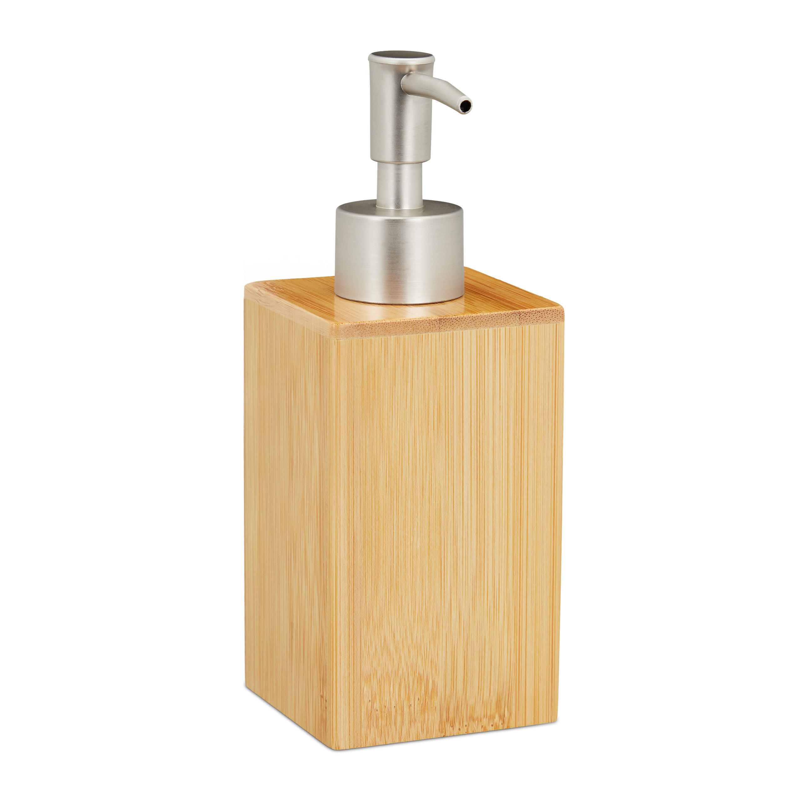 SEIFENSPENDER - Hellbraun, Holz/Kunststoff (6.5/17.5/6.5cm) - Relaxdays