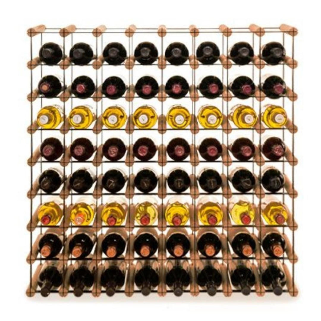 WEINREGAL Vinotega Mod Metal 82,5x82,5x24,5 cm 8x8 Flaschen Massives Kiefernholz Braun Geölt - Braun, Holz (82.5/82.5/24.5cm) - PROREGAL