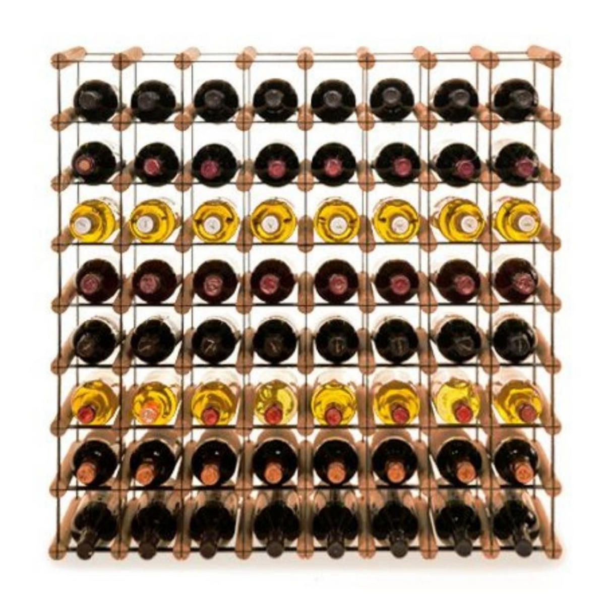 WEINREGAL Vinotega Mod Metal 82,5x82,5x24,5 cm 8x8 Flaschen Massives Kiefernholz Braun Geölt - Braun, Holz (82.5/82.5/24.5cm) - PROREGAL