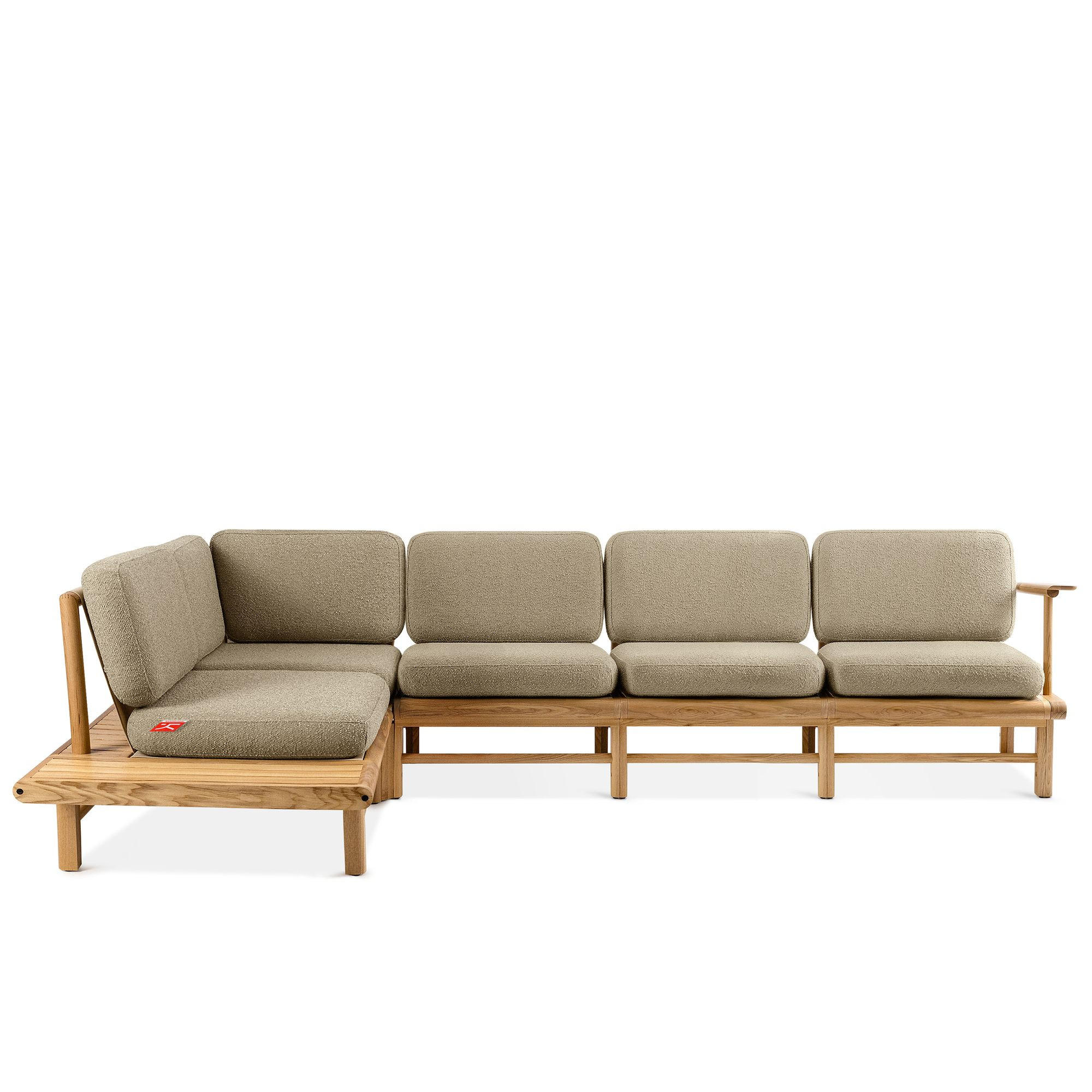 LOUNGESOFA ATREDA links - Beige, Holz/Textil (300/80/175cm) - KONSIMO®