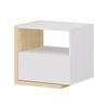 NACHTTISCH skandinavisch mit 1 Schublade & 1 Ablage - Weiß & Holzfarben - NAPOLI II - Naturfarben, Holz (46.4/43/39cm) - Vente-Unique