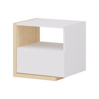 NACHTTISCH skandinavisch mit 1 Schublade & 1 Ablage - Weiß & Holzfarben - NAPOLI II - Naturfarben, Holz (46.4/43/39cm) - Vente-Unique