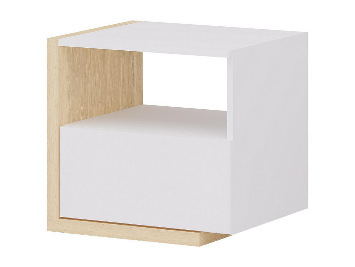 2ER-SET Nachttische skandinavisch mit 1 Schublade & 1 Ablage - Weiß & Holzfarben - NAPOLI II - Naturfarben, Holz (46.4/43/39cm) - Vente-Unique