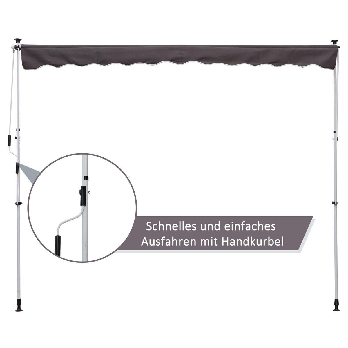 MARKISE, Cremeweiß, Aluminium, Stahl, Polyester - Grau, Metall (150/280/200cm) - Outsunny