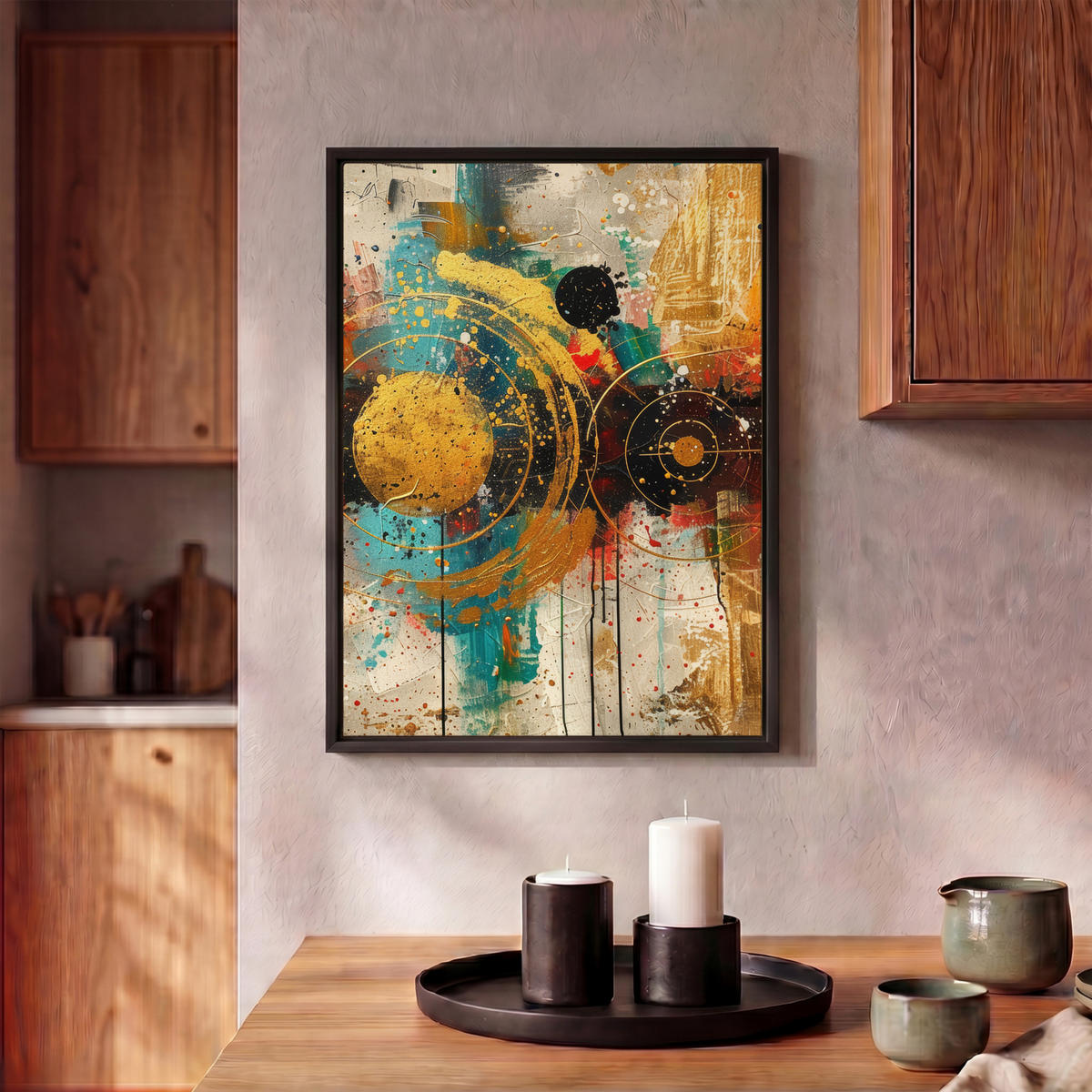 LEINWAND Bilder mit Rahmen - Abstrakt - Kunst - Gold - Modern - 30x40 - Multicolor, Textil (30/40cm) - MuchoWow
