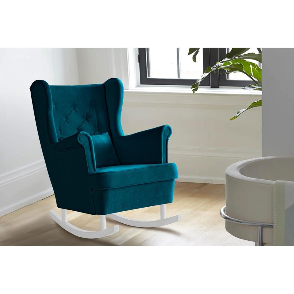 SCHAUKELSTUHL Fabio türkis mit Weiß Beinen - Türkis/Weiß, Textil (82/103/108cm) - Beautysofa