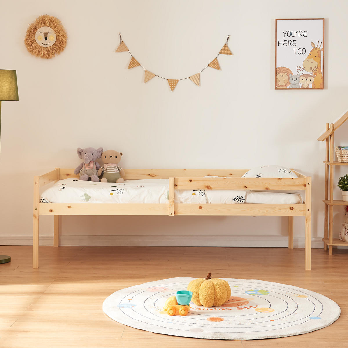 DOPPEL-KINDERBETT Sonkajärvi - Naturfarben, Holz (90/200cm) - [en.casa]