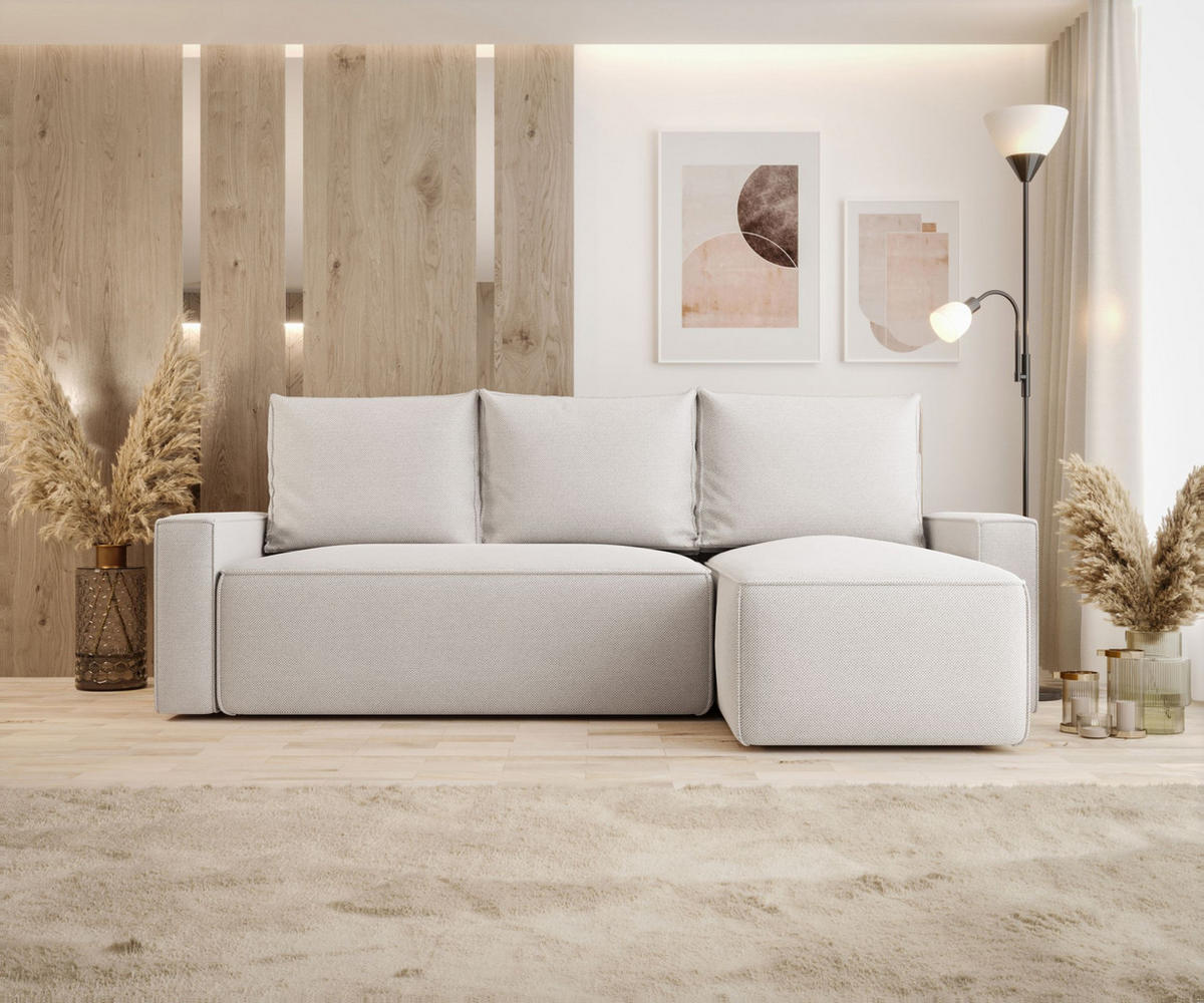ECKSOFA mit Schlaffunktion SAVIO Curio 02 Rechts - Creme, Textil (232/140cm) - Bedante