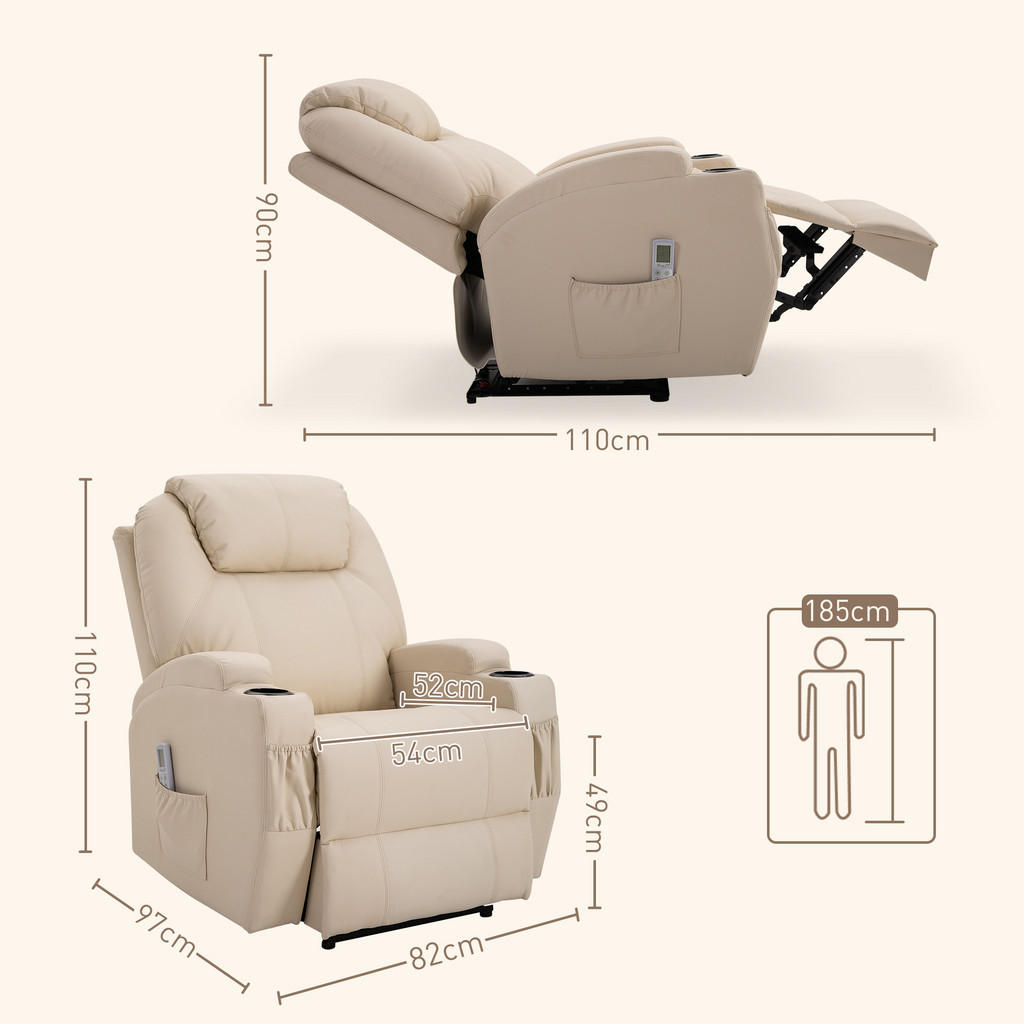 Thumbnail - Homcom Massagesessel,, Creme, Fell, 97x110x82 cm, Wohnzimmer, Sessel, Massagesessel