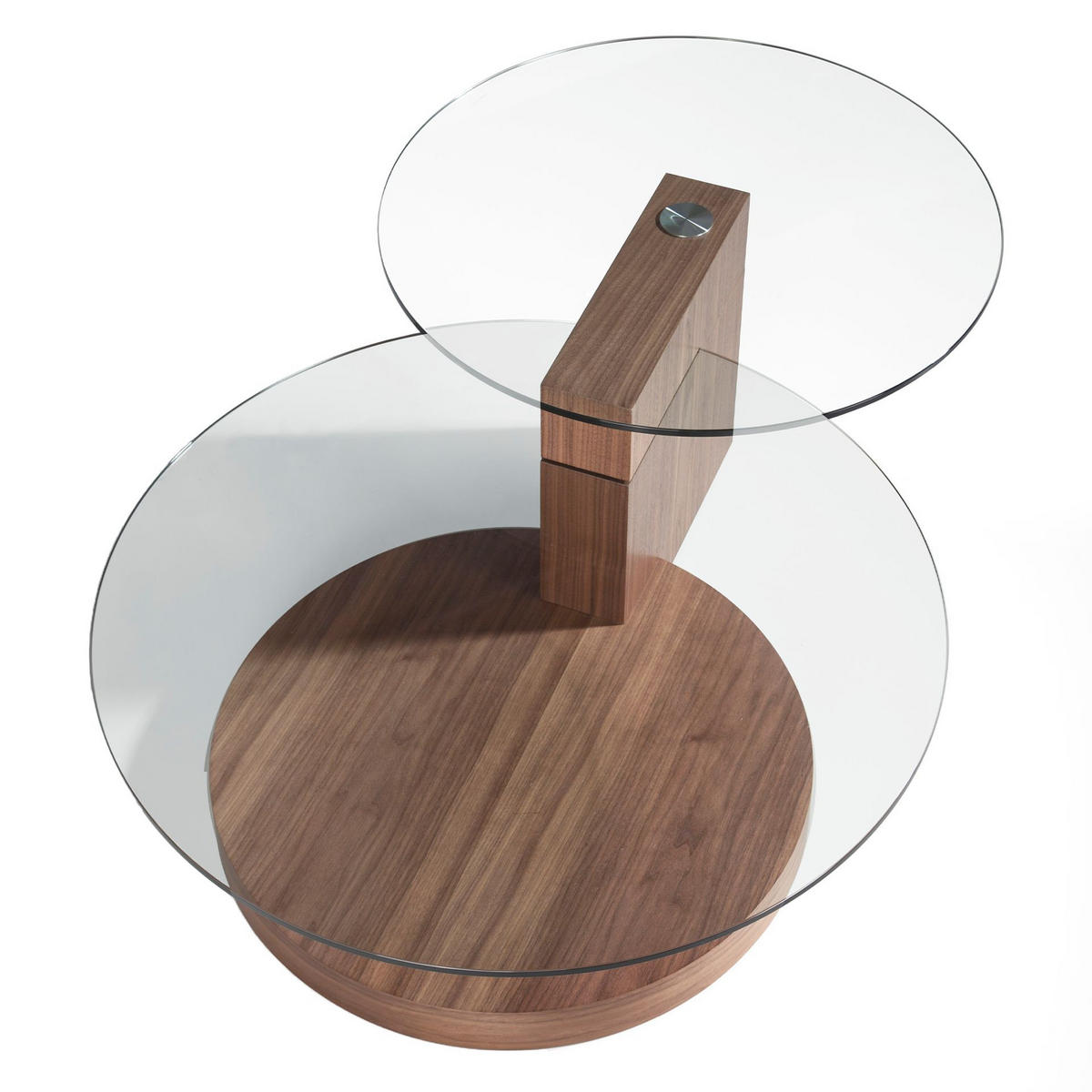 COUCHTISCH Runder Couchtisch aus gehärtetem Glas und Nussbaumholz 120/80/38 cm - Transparent/Nussbaumfarben, Glas/Holz (80/120/38cm) - ANGEL CERDA