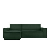 ECKSCHLAFSOFA NAPI Universal Links Rechts mit Bettkasten, Cord-Stoff, dunkelgrün - Dunkelgrün/Schwarz, Textil (262/148cm) - KONSIMO®