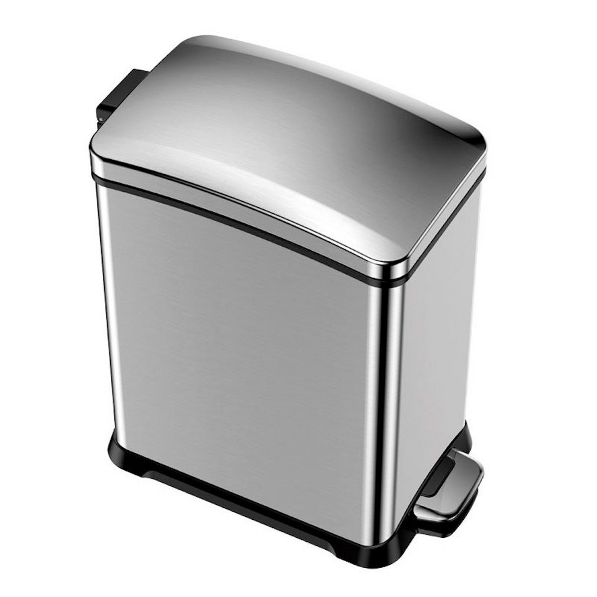 MÜLLEIMER Rechteckiger Aus Gebürstetem Edelstahl 15 Liter 42 x 21,7 x 38,2 cm Silber - Silberfarben, Metall (21.7/41.9/38.2cm) - PROREGAL