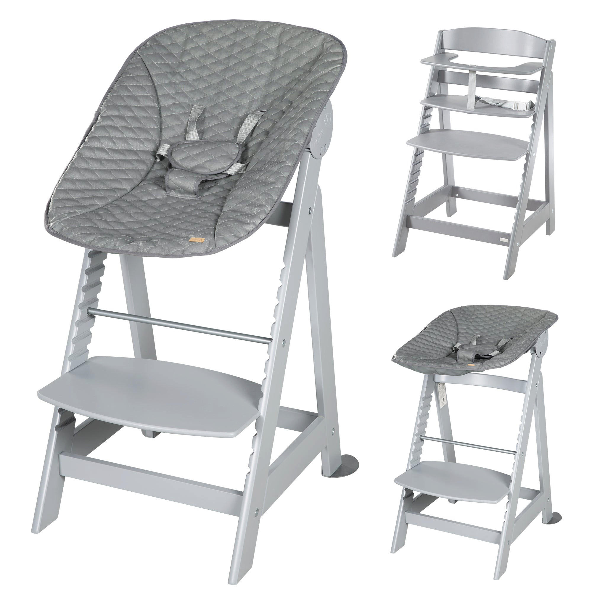 BABYHOCHSTUHL Born Up Luxe mit Neugeborenenaufsatz Taupe - Taupe, Holzwerkstoff/Textil (46/94/66.5cm) - Roba