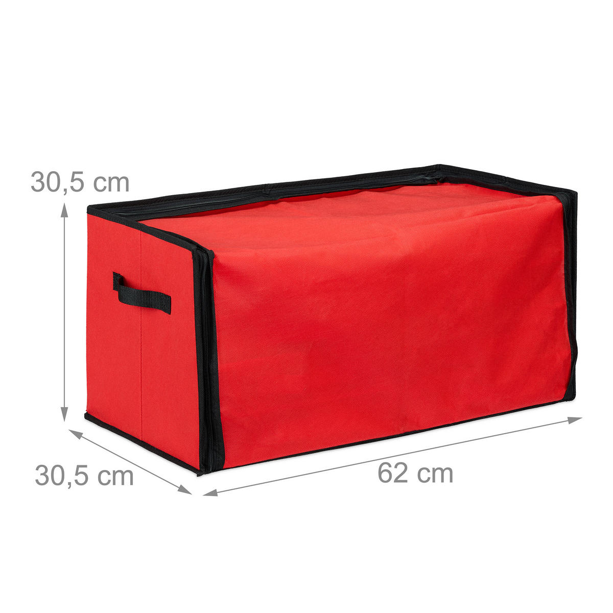 WEIHNACHTSKUGEL-AUFBEWAHRUNGSBOX - Rot, Wellpappe/Textil (62/30.5/30.5cm) - Relaxdays