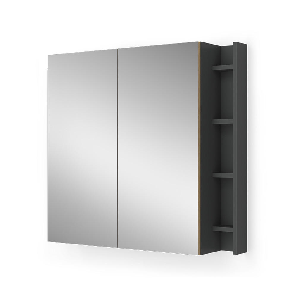 KOUPELNOVÁ ZRCADLOVÁ SKŘÍŇKA Edelin Artisan - antracitová, kompozitní dřevo (80/75/18cm) - Vicco