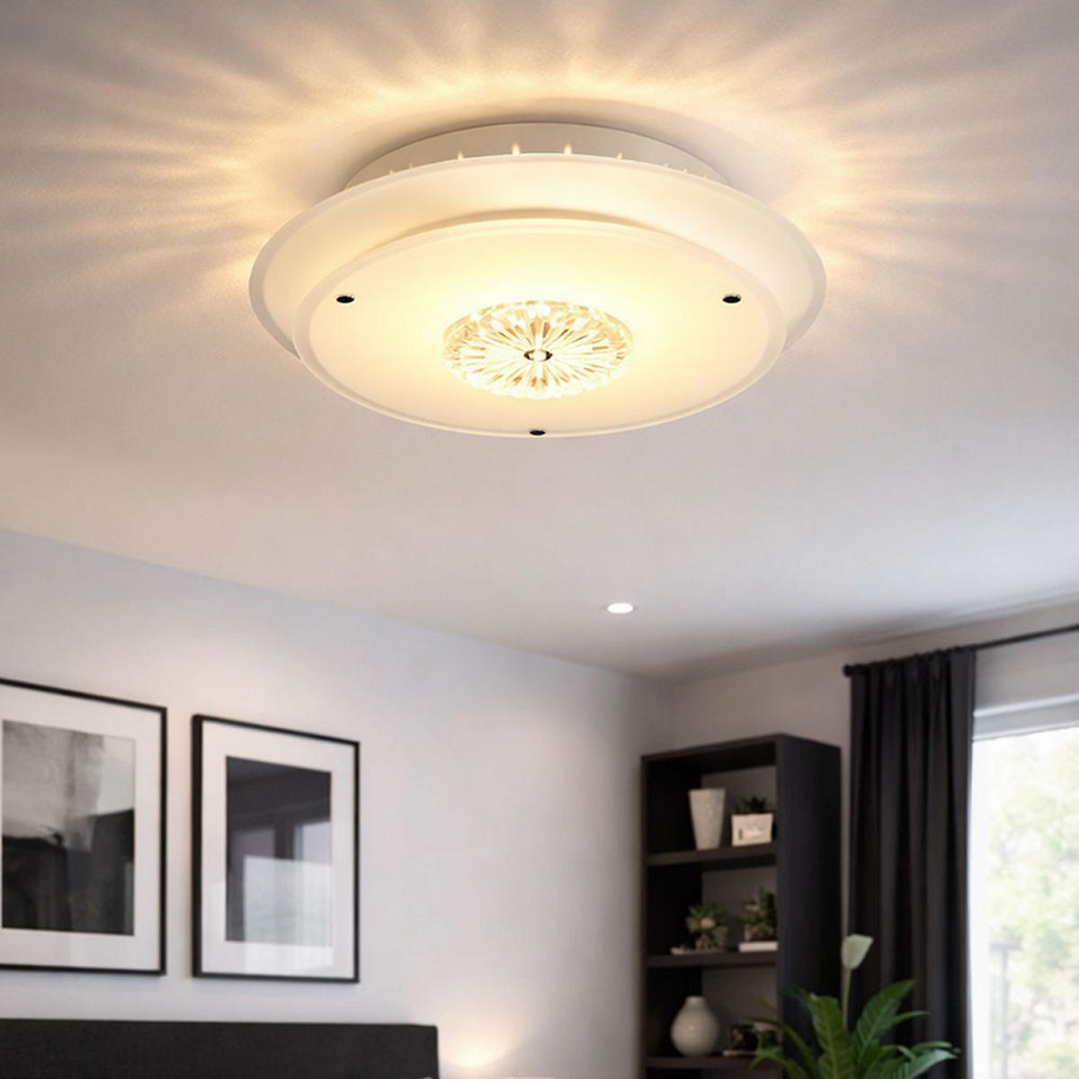 DECKENLEUCHTE Kristallglas Klar Runde Form - Klar, Glas (33/33/8.5cm) - Esto