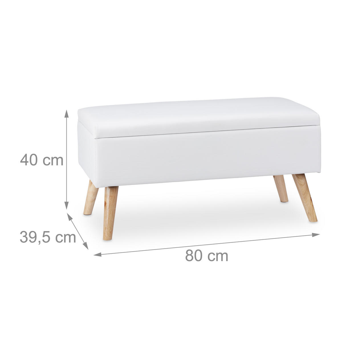 SITZBANK - Weiß, Holz/Holzwerkstoff (80/40/39.5cm) - Relaxdays