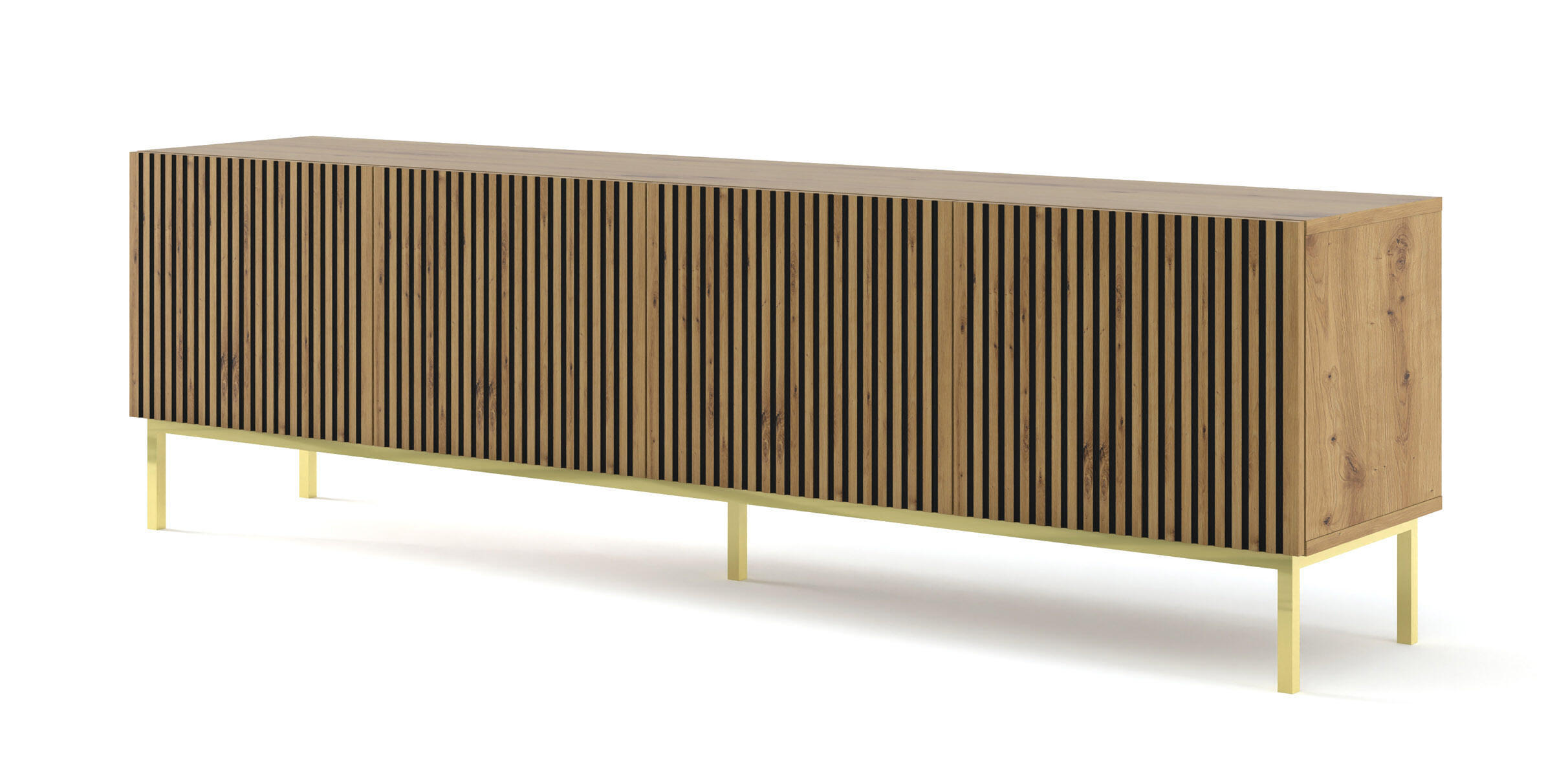 TV-LOWBOARD BEIGE - Beige/Goldfarben, Holzwerkstoff (200/58/42cm) - FURNLUX