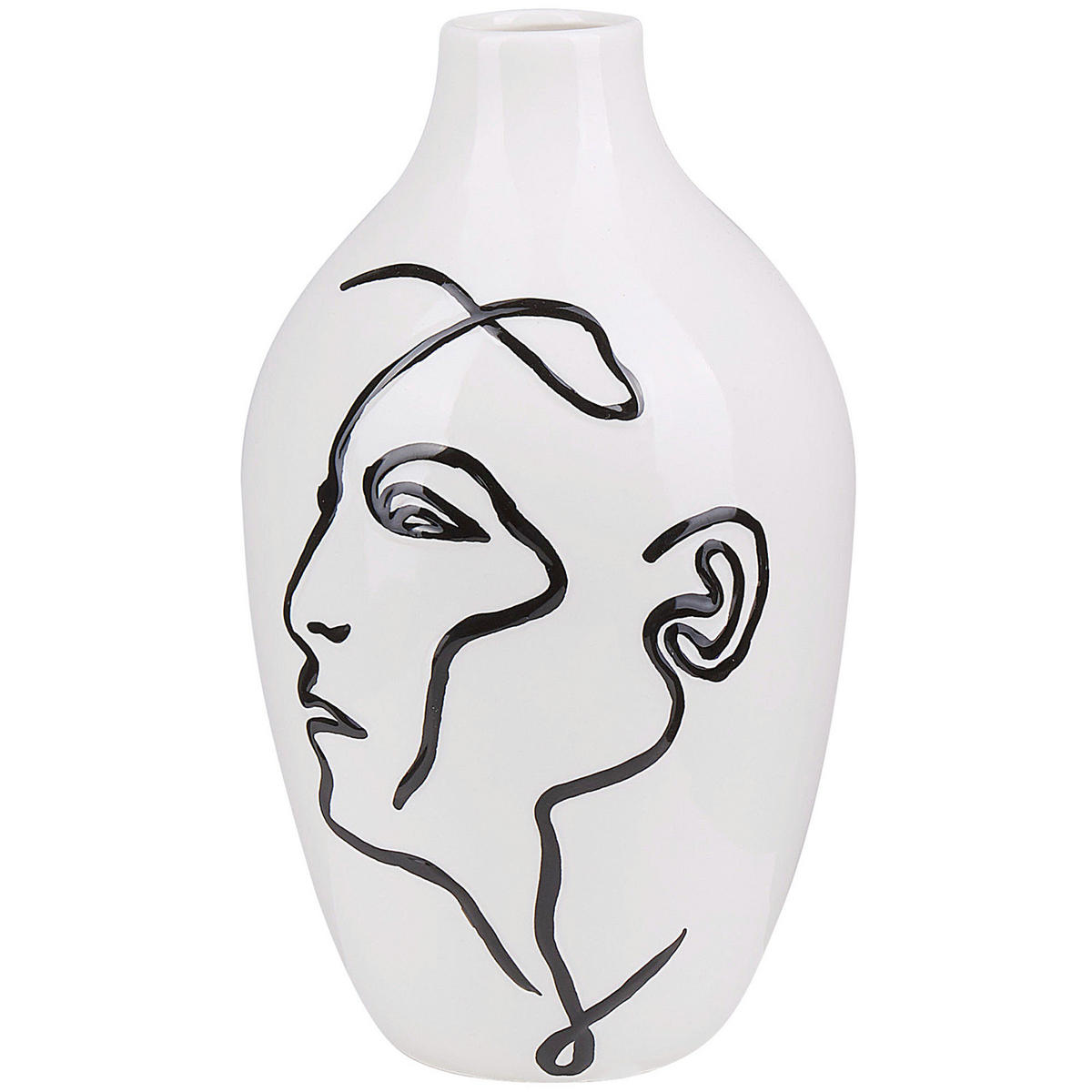 BLUMENVASE Steinzeug weiß Helike - Weiß, Stein (23cm) - Beliani