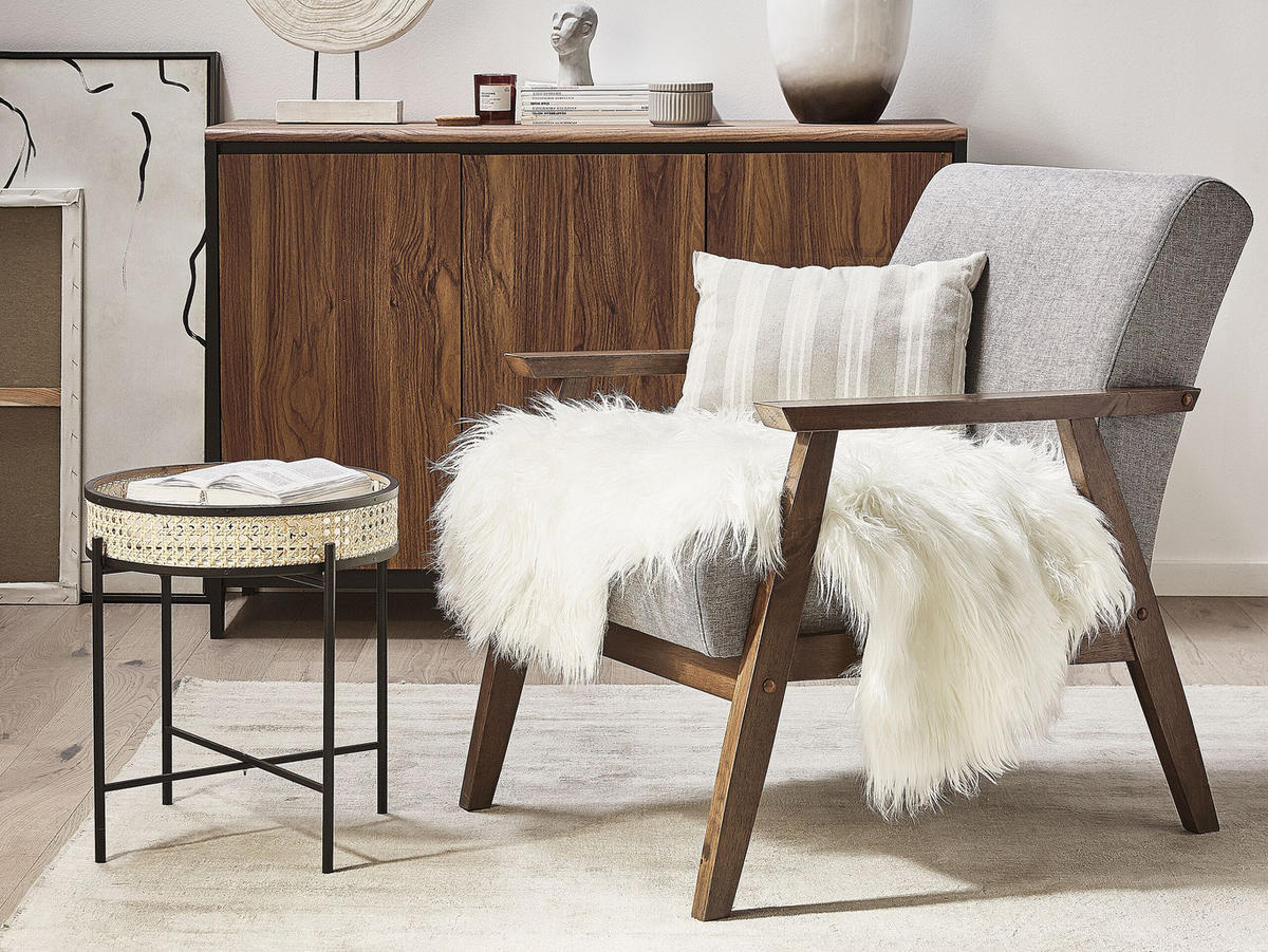 SHAGGY-KUNSTFELL-TEPPICH Mungo 88/53 cm - Weiß, Kunststoff (53/88cm) - Beliani