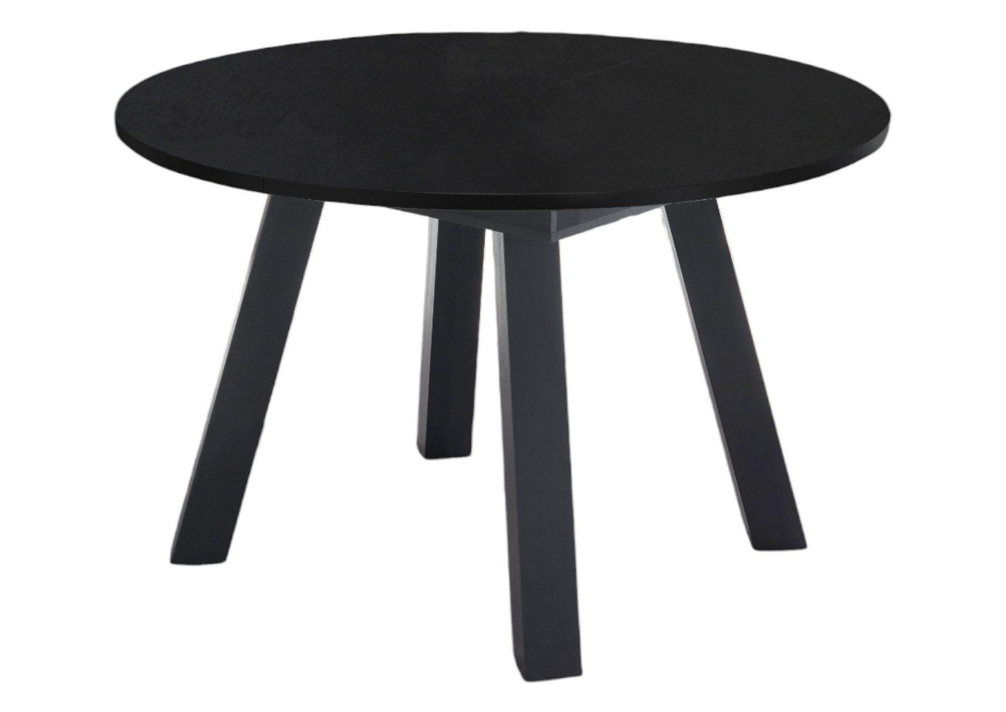 ESSTISCH Rund ausziehbar Edda 2 130 x 130 x 78 Küchentisch Graphit/Schwarzstahl - Grau, Holz (130/130/78cm) - 58aufmkessel