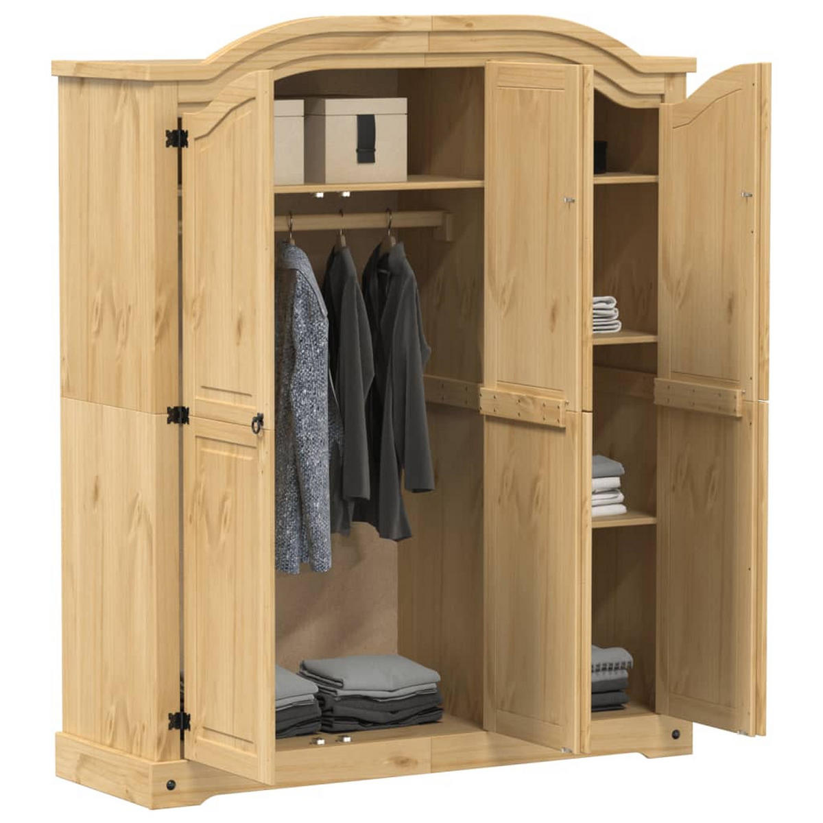 KLEIDERSCHRANK Corona 151,5/52/186 Cm Massivholz Kiefer - Braun, Holz (52/186/151.5cm) - vidaXL