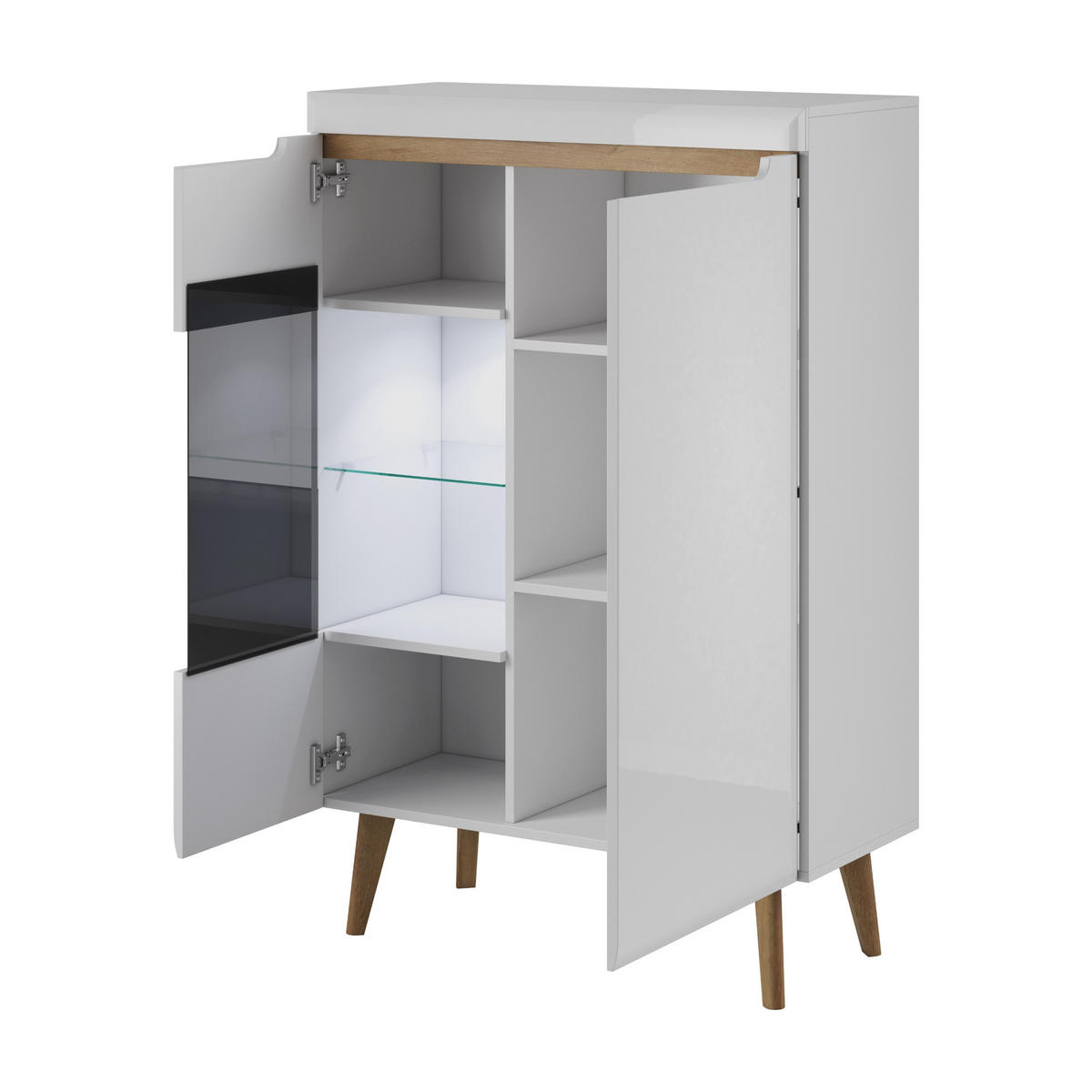 VITRINE in Weiß - Weiß, Holzwerkstoff (90/134/40cm) - MASSENO