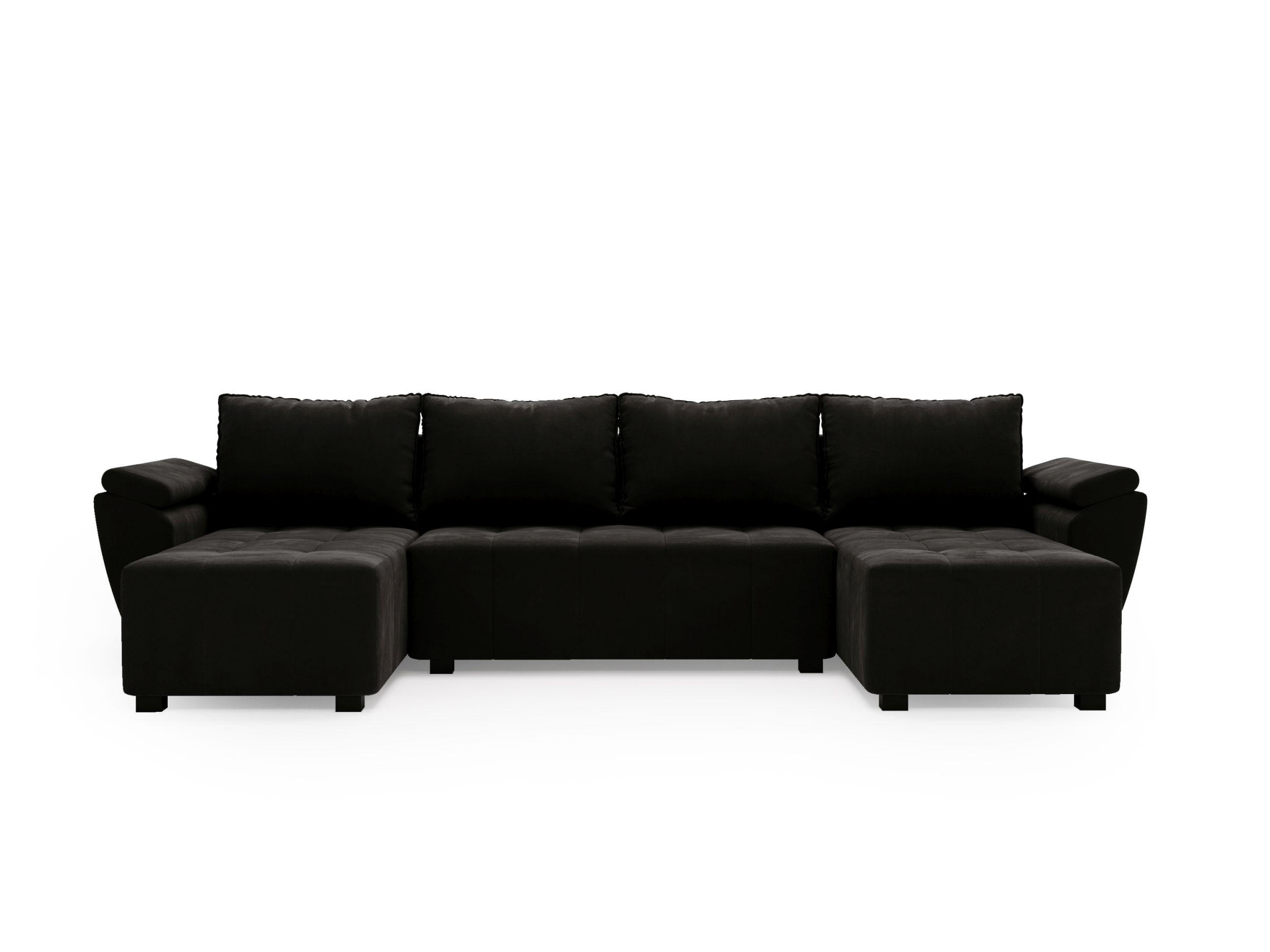 ECKSOFA ZEUS U Monolith 97 mit Schlaffunktion - Schwarz, Textil (305/88/140cm) - Bedante