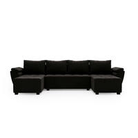 ECKSOFA ZEUS U Monolith 97 mit Schlaffunktion - Schwarz, Textil (305/88/140cm) - Bedante