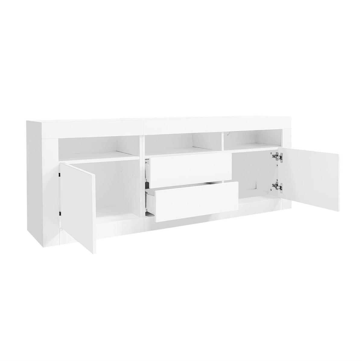 TV-LOWBOARD aus Spanplatte 160x35x60 cm Weiß mit LED-Beleuchtung, Stauraum und App-Steuerung - Weiß, Holzwerkstoff (160/60/35cm) - IVMEU