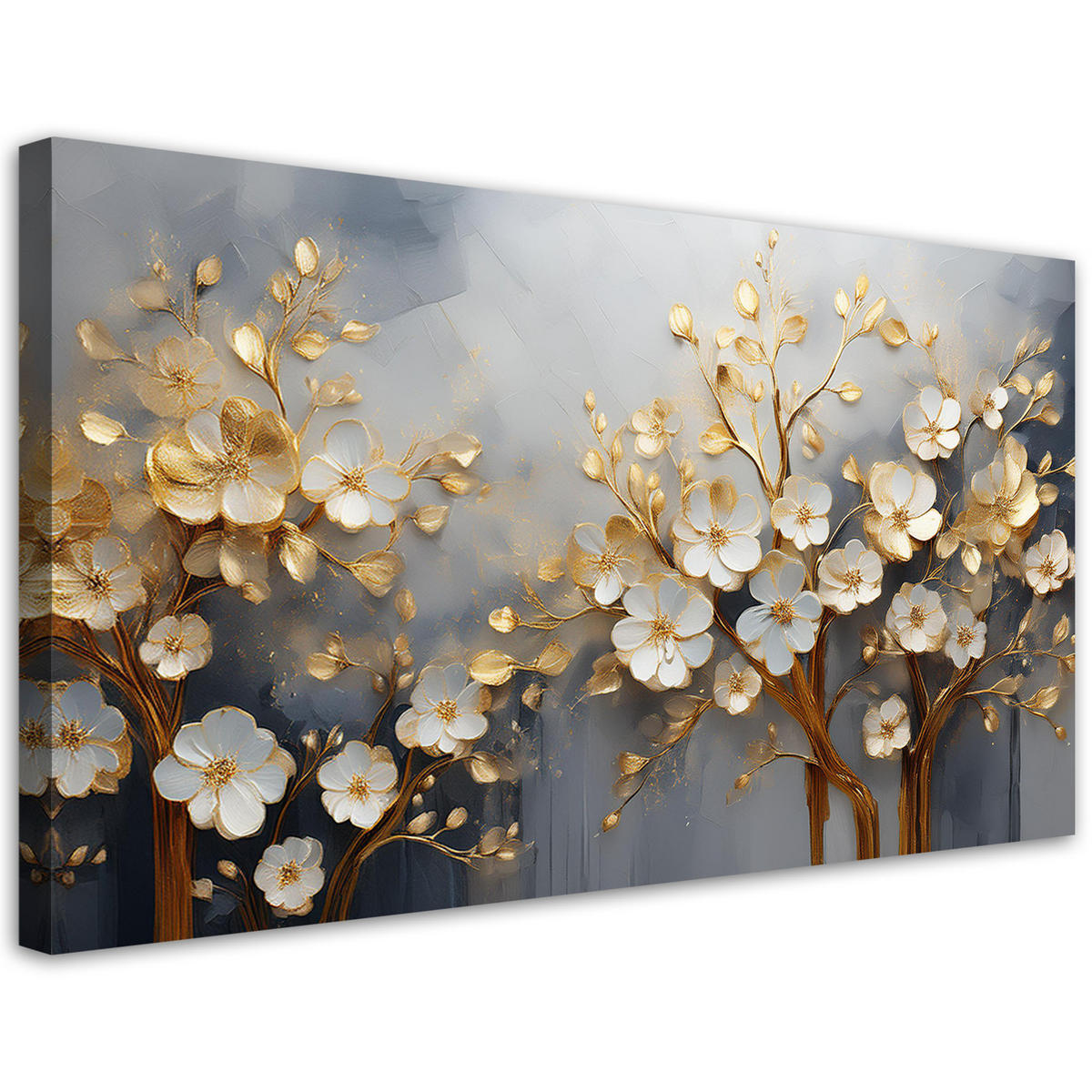 LEINWANDBILD Magnolienbaum abstrakt golden 100x50cm - Goldfarben, Textil (100/50cm) - Feeby