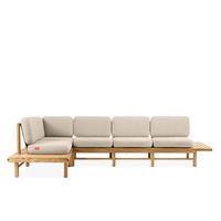 LOUNGESOFA ATREDA links - Creme, Holz/Textil (245/74/245cm) - KONSIMO®