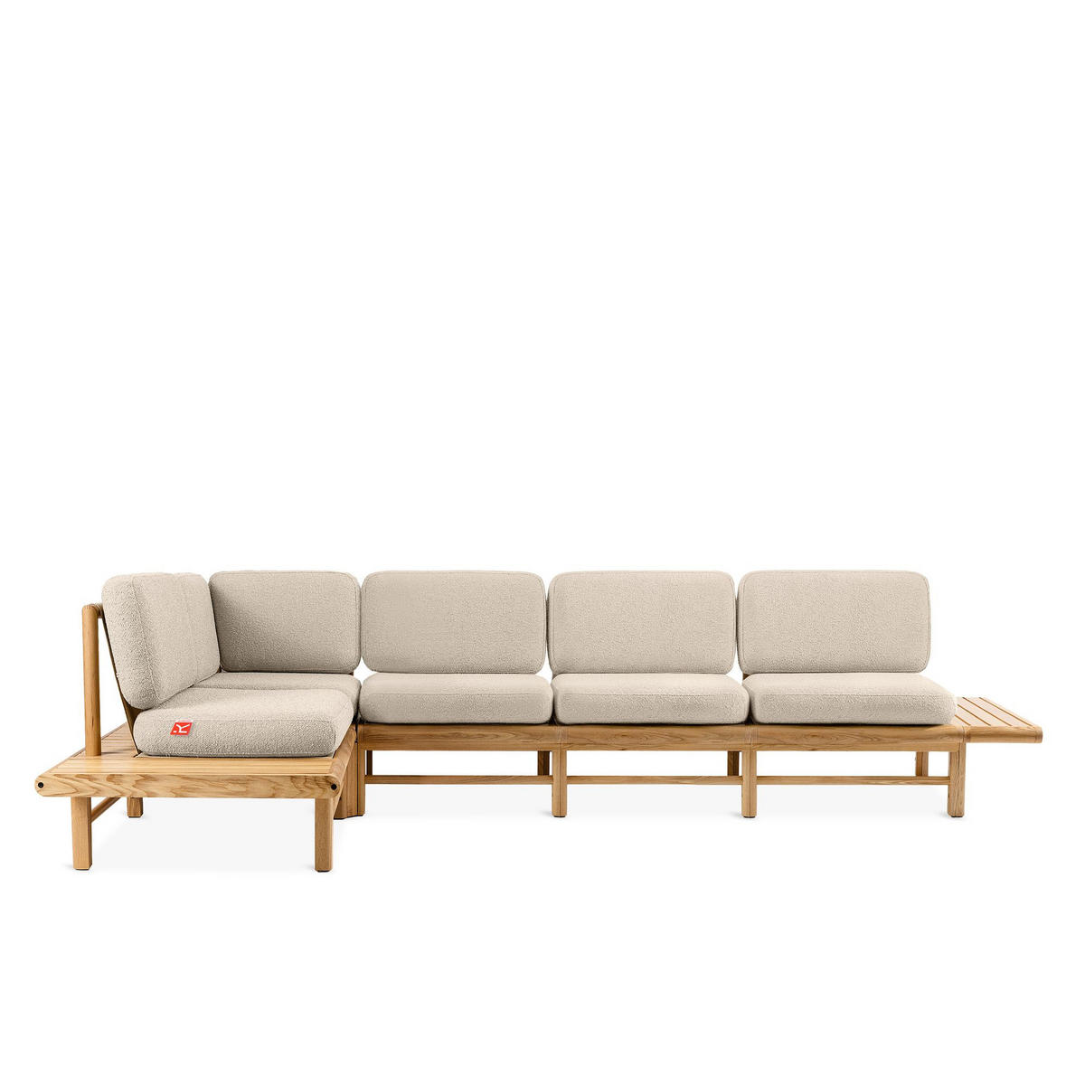 LOUNGESOFA ATREDA links - Creme, Holz/Textil (245/74/245cm) - KONSIMO®