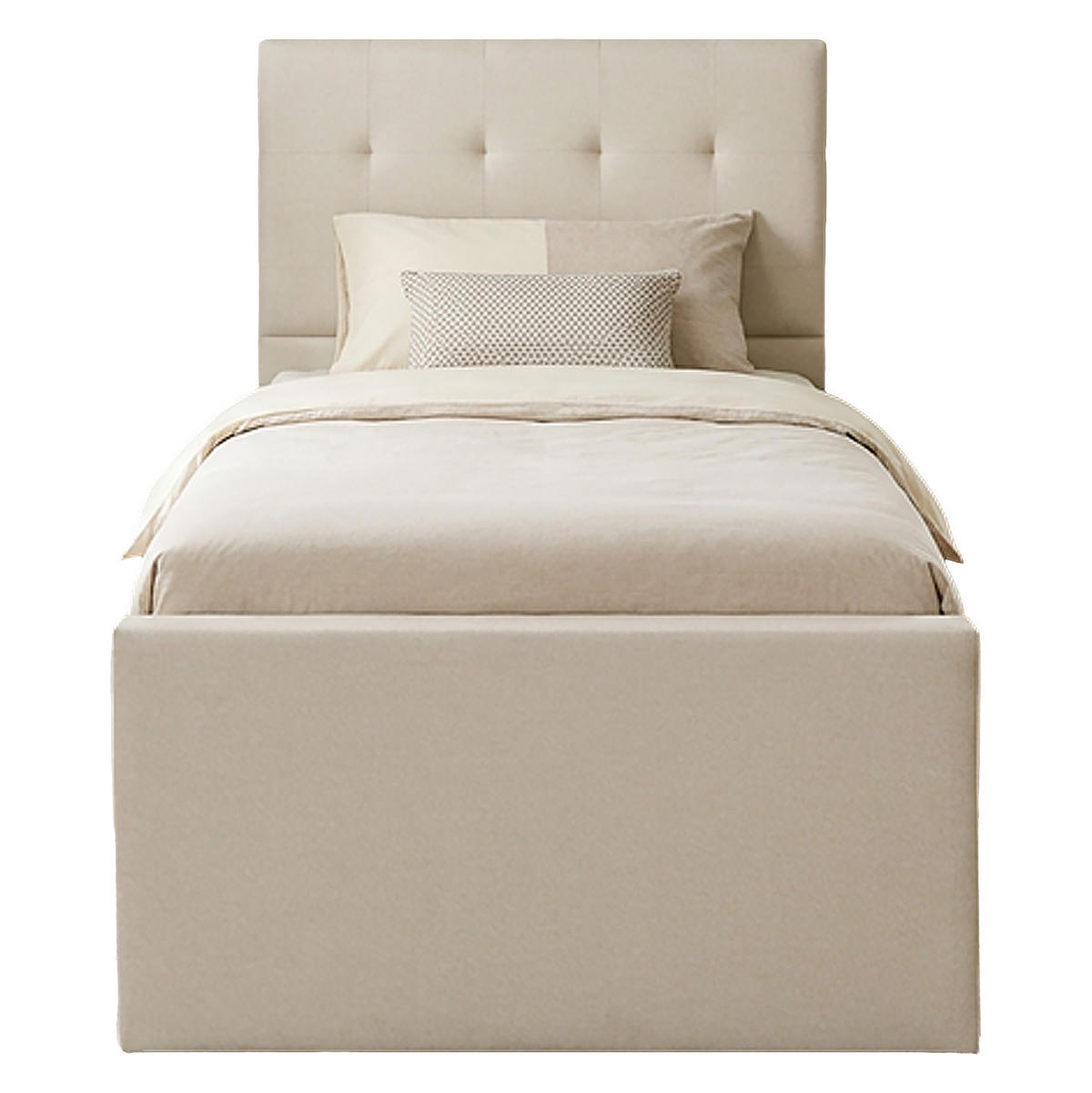 POLSTERBETT mit Stauraum 90/200 cm in Beige + Lattenrost - Anthrazit/Beige, Textil (90/200cm) - Homestyle4u