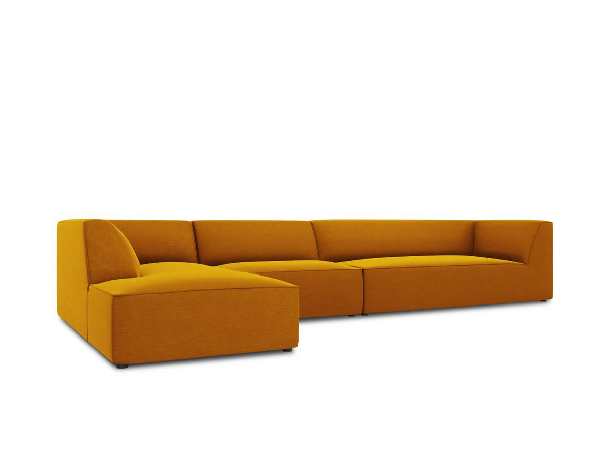 ECKSOFA links Ruby aus Samt gelb 5 Sitzplätze - Gelb, Textil (180/366cm) - Micadoni