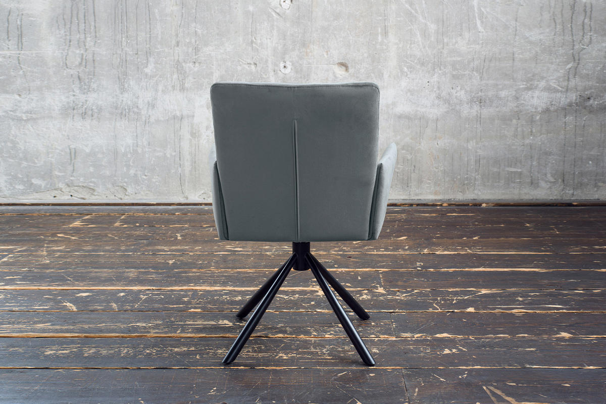 ESSZIMMERSTUHL KYRA Grau Velvet - Schwarz/Grau, Kunststoff/Textil (64/88/61cm) - KAWOLA