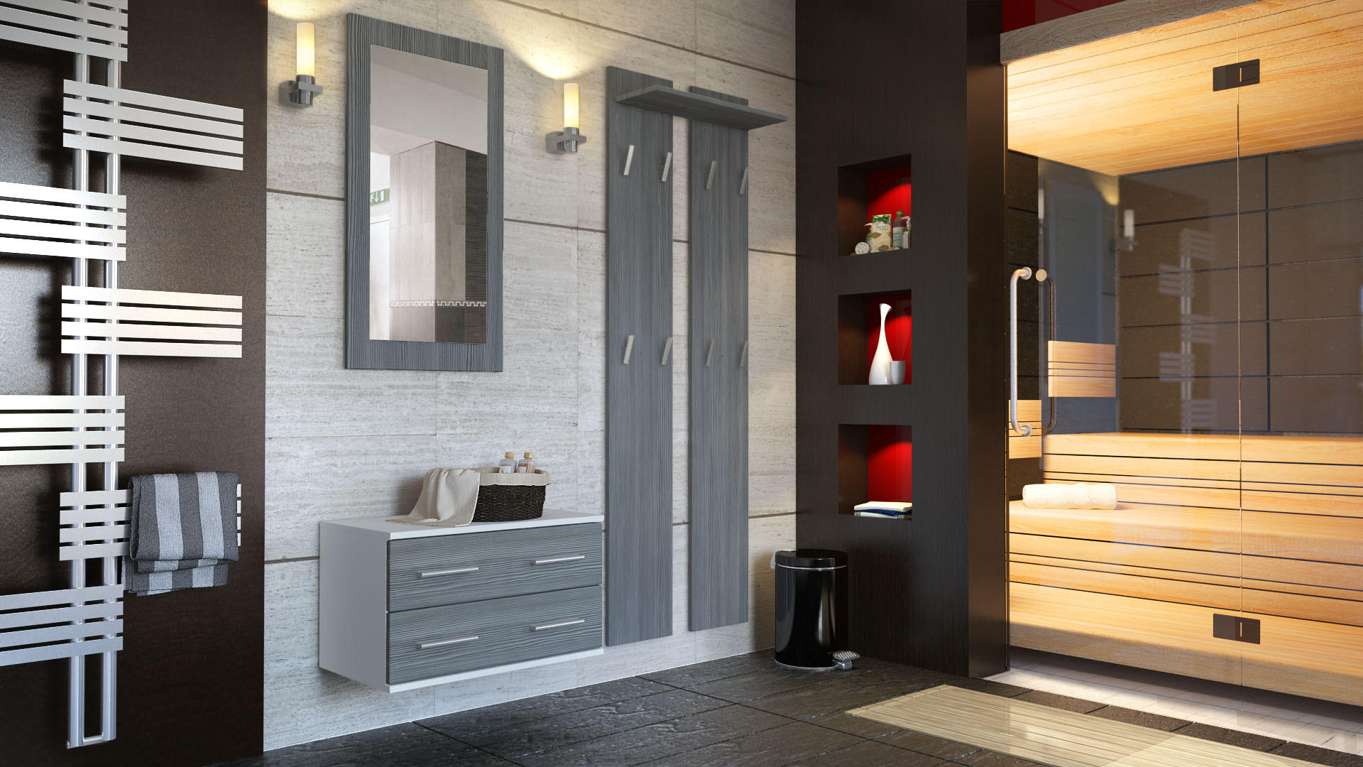 Thumbnail - Vladon Garderobe, Anthrazit, Holzwerkstoff, 170x200x35 cm, Garderobe, Garderoben-Sets & Serien, Garderoben-Sets