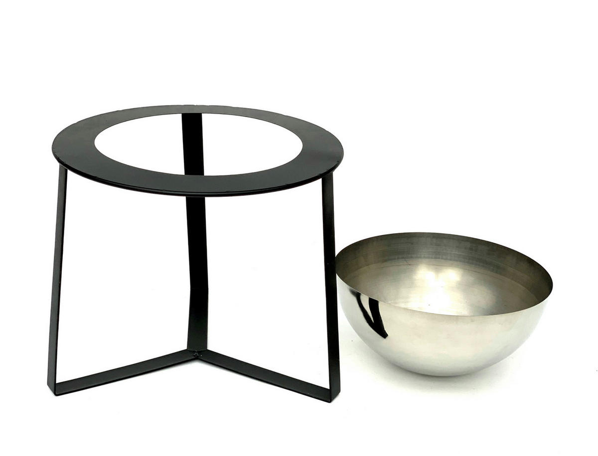 BLUMENHOCKER mit Topf Metall Schwarz/Silber 33,5/36,5/33,5 cm - Schwarz, Metall (33.5/33.5/36.5cm) - DanDiBo