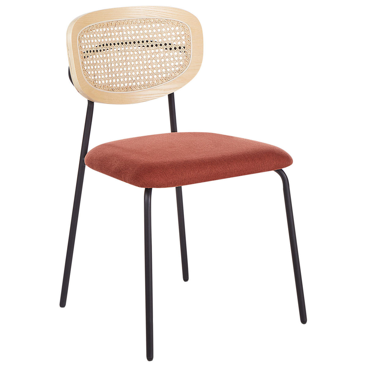 ESSZIMMERSTUHL 2er-Set Orange Mayetta - Schwarz/Naturfarben, Textil (50/81/51cm) - Beliani