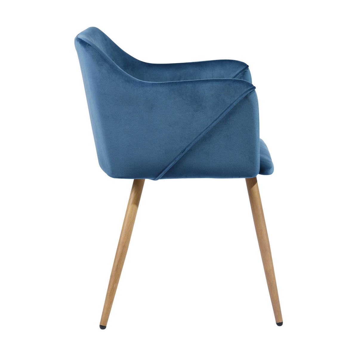 ARMLEHNSTUHL-SET 2 Stück in Samt Metallbeine - Blau/Eichefarben, Holzwerkstoff/Textil (54/75/53cm) - Urban Meuble