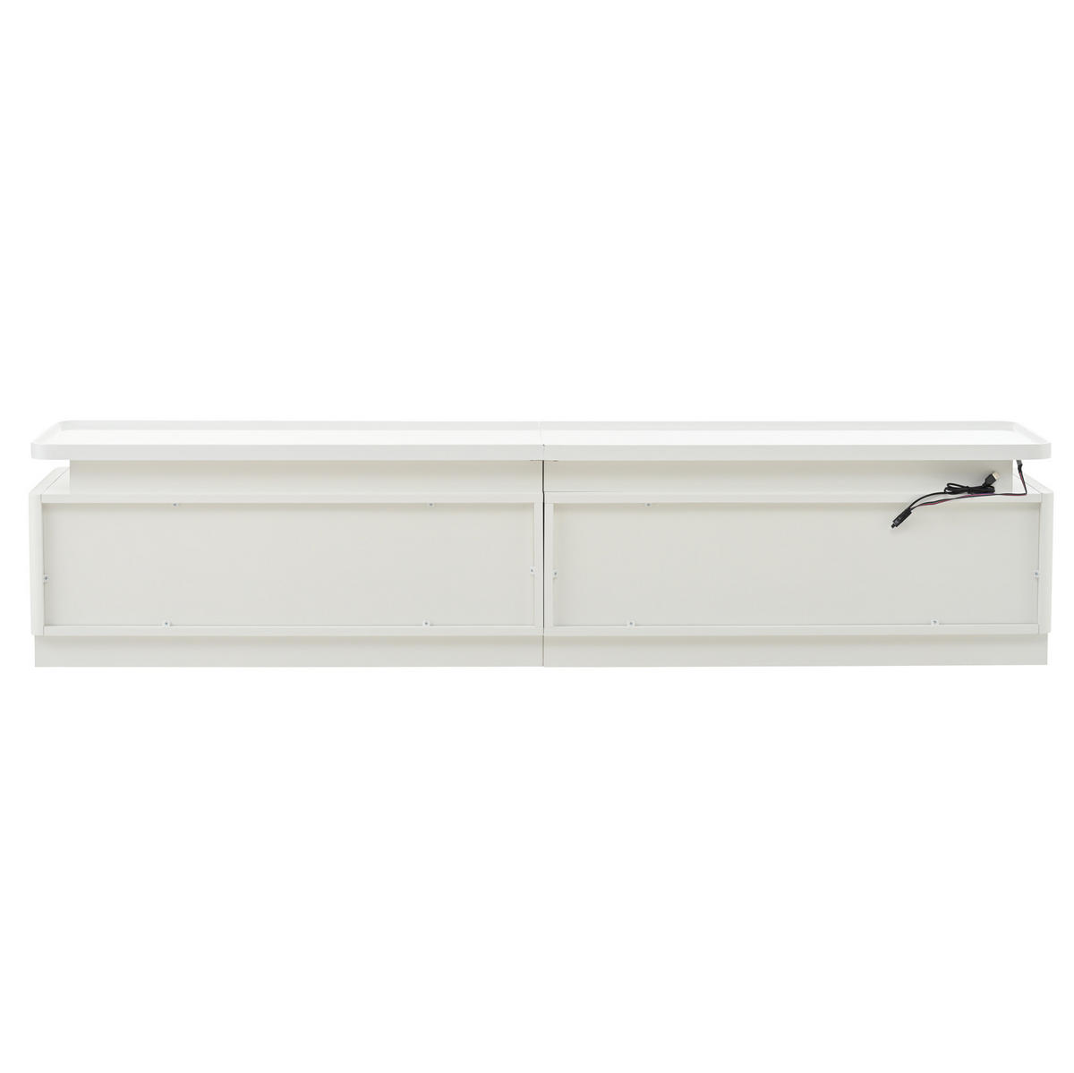 TV-LOWBOARD aus Spanplatte 180x34x40 cm Weiß mit LED-Beleuchtung, 4 Schubladen und Hochglanzfront - Weiß, Holzwerkstoff (180/40/34cm) - Modfu