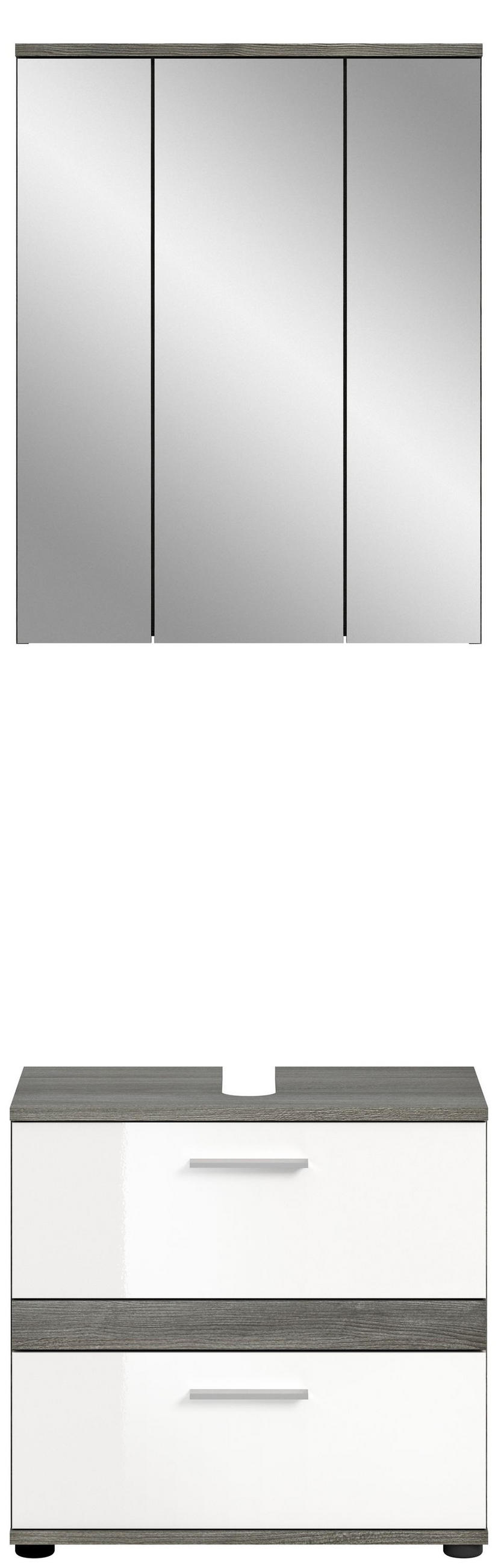 BADKOMBINATION 2tlg. Blake Bad in Rauchsilber Nachbildung und weiß hochglanz B/H/T: 60x191x34 cm - Anthrazit, Holz (60/191/34cm)