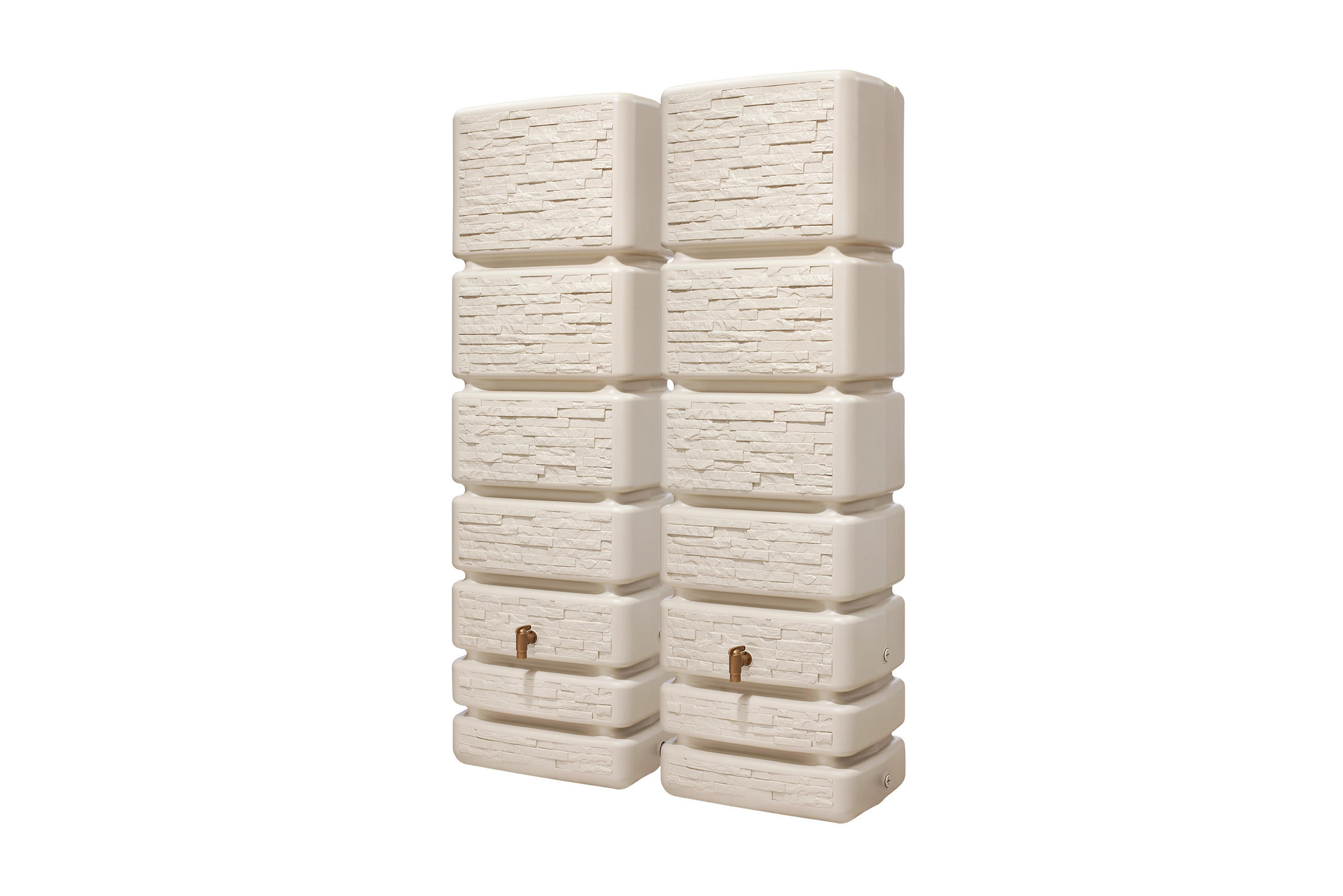WANDTANK-SET 700 L sandbeige 2 x 350 L inkl. Verbindungsset - Sandfarben, Kunststoff (130/184/39cm) - 4rain