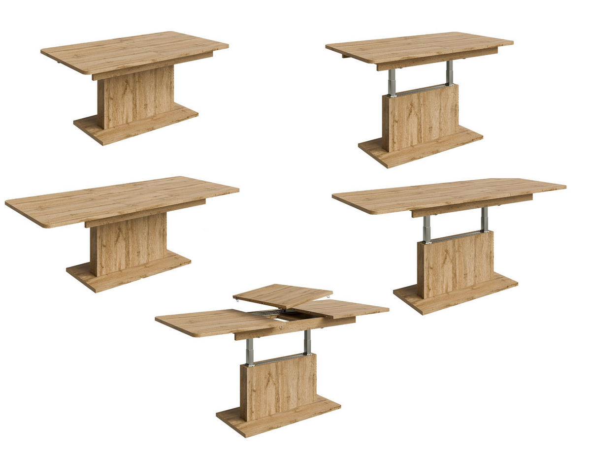 COUCHTISCH rechteckig Eiche Wotan 126/70/58 cm - Eiche Wotan, Holzwerkstoff (70/126/57cm) - designimpex
