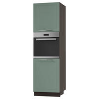 BACKOFENHOCHSCHRANK Kvantum D14/RU/2D Mint Matt / Lava Matt 60 / 59 / 207cm - Dunkelgrau/Mintgrün, Holz/Holzwerkstoff (60/207/59cm) - Feldmann-Wohnen