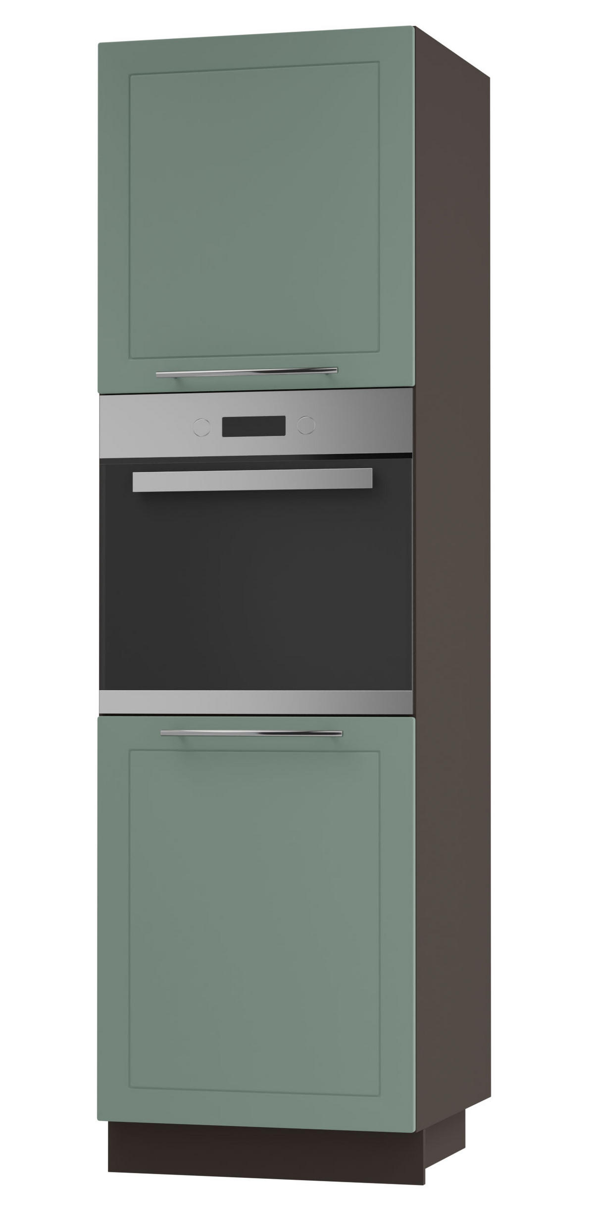 BACKOFENHOCHSCHRANK Kvantum D14/RU/2D Mint Matt / Lava Matt 60 / 59 / 207cm - Dunkelgrau/Mintgrün, Holz/Holzwerkstoff (60/207/59cm) - Feldmann-Wohnen