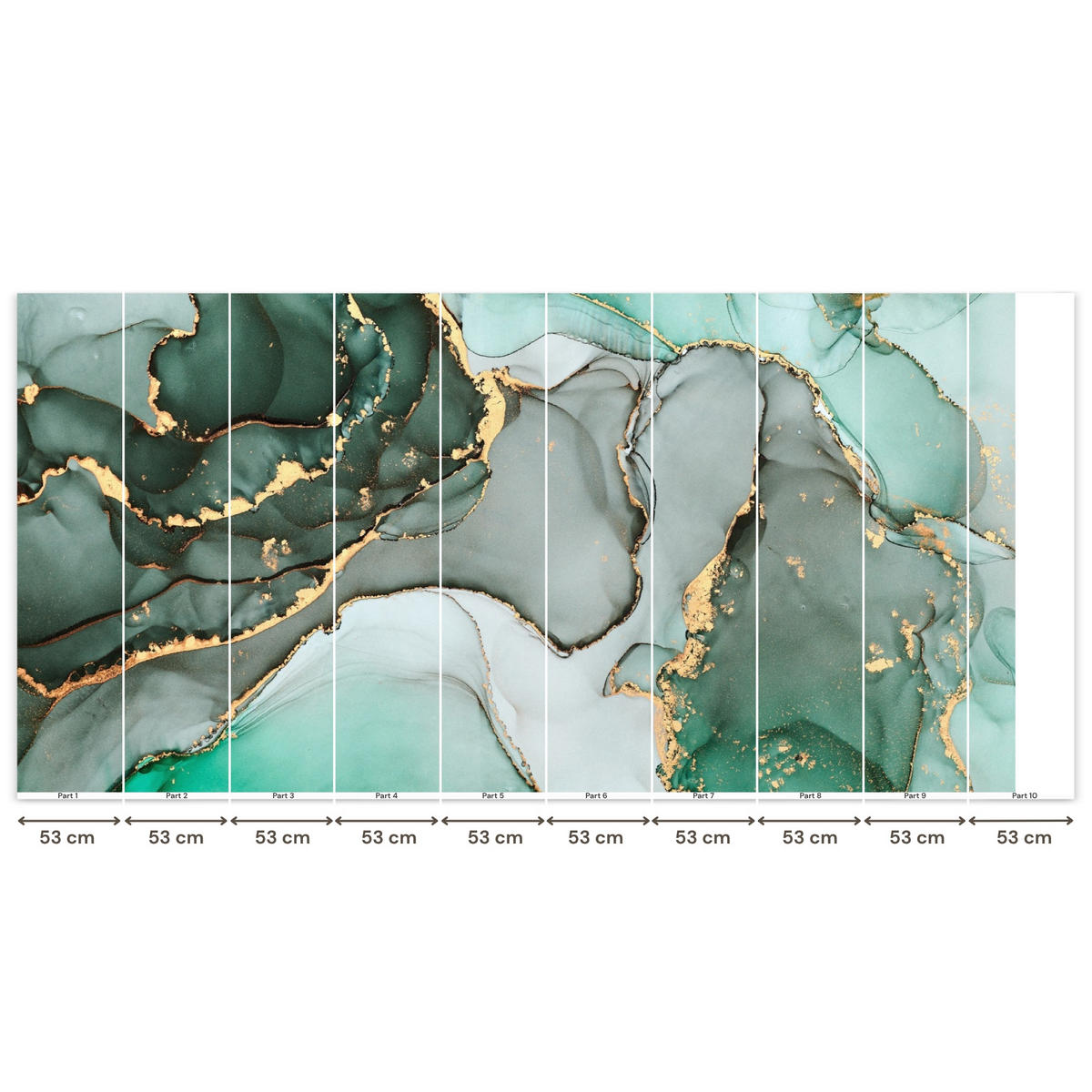 TAPETE - Gold - Marmor - Grün - Luxus - Marmoroptik - Grau - 500x240 cm - Grün, Papier (500/240cm) - OnlyWow